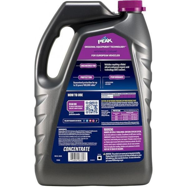 Охолоджуюча рідина PEAK AF OET EUROPEAN VIOLET EXP FS 6/1/3,785 л. PEV0B3 фото