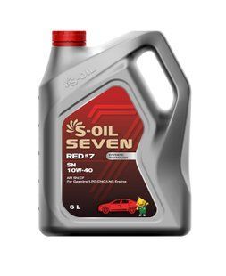 Моторное масло S-OIL SEVEN RED #7 SN 10W-40 полусинтетическое универсальное 6 л SRSN10406 фото